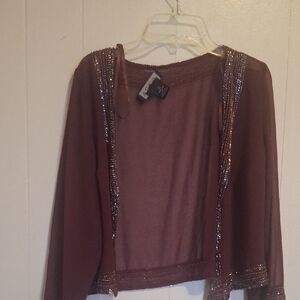 J Kara Plum Beaded Cardigan